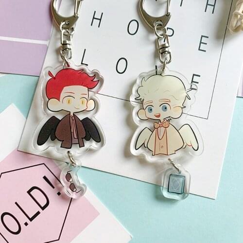 Movie Good Omens Michael Sheen Angel Devil Acrylic Keychain Keyring Limited Wallet phone mobile key belt gift limited cosplay