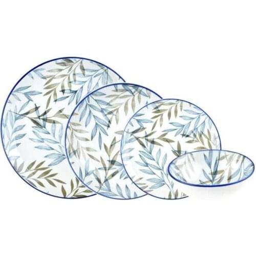 Fondo 24 Pcs. Bone Porcelain Dinner Set | Blue / Brown | Kitchen | Made in Turkey | Free Shipping