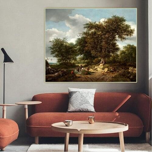 Jacob van Ruisdael《The Great Oak》Canvas Oil Painting Artwork Aesthetic Poster Picture Wall Hanging Decor Home Decoration