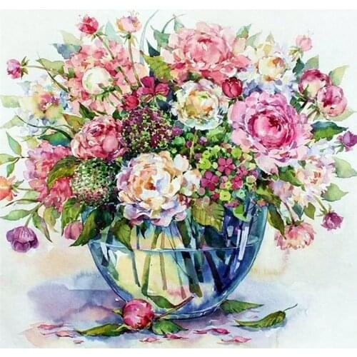 Painting By Numbers DIY Dropshipping 40x50 50x65cm Beautiful bright glass vase Flower Canvas Wedding Decoration Art picture Gift