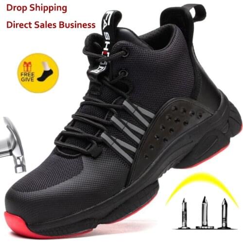 Men Shoes Sneakers Breathable Anti-Smashing Lightweight Work Boots Indestructible Sneakers With Steel Toe Cap Work Safety Boots