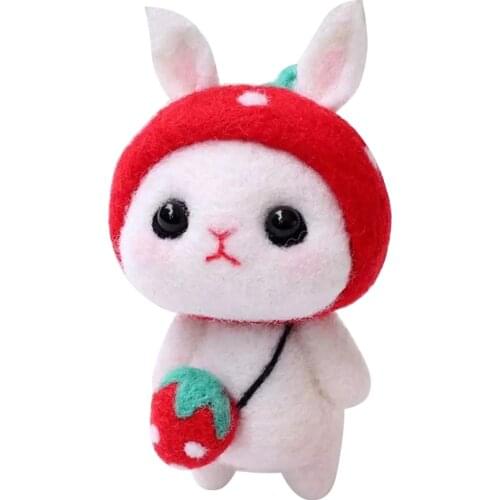LMDZ Handmade Rabbit Toy Doll Wool Felt Craft Poked KittingNon Finished Poked Set Handcraft Kit for Needle Material Bag Pack