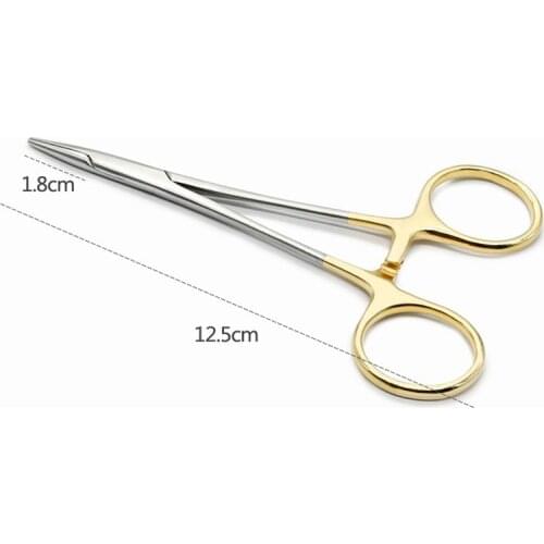 12.5cm Golden color handle Needle clamp medical pliers Surgical forceps Double eyelid cosmetic plastic surgery Needle holder