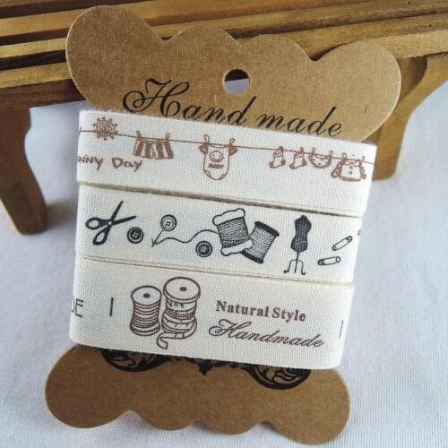 Mix 6Yards 15mm 20mm Needle Printed Ribbon Cotton Fabric DIY Sewing Tapes Belt for Wedding Craft Scrapbook Cotton Ribbon XM88