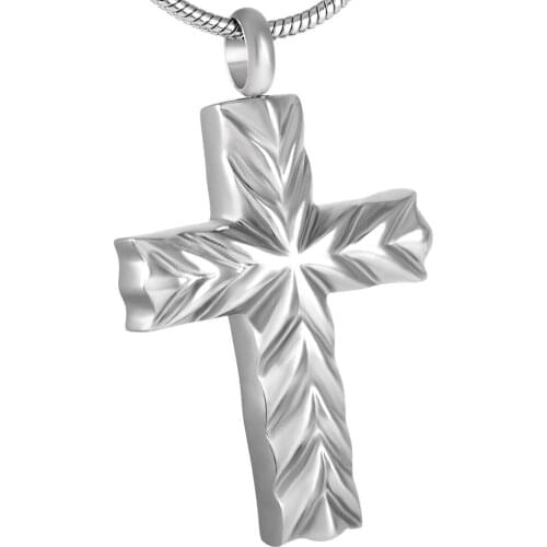 MJD8321 Wheat Cross Shape Remembrance Cremation urn Pendant Necklace Memorial Jewelry
