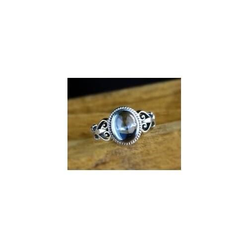 Women Fashion 925 Sterling Silver Ring Vintage Elegant Natural Moonstone Jewelry Wedding Engagement Party Ring Size 5-11