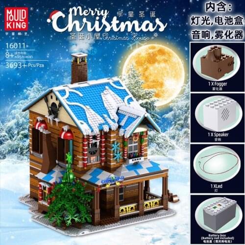 Mould King lighting music Christmas House model assembly building block toys for children Christmas gift 16011