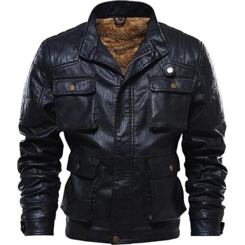 New Arrival Winter PU Leather Jackets Men Motorcycle Faux Leather Thick Mens Clothing collar cuero hombre Mens Faux Fur Coats