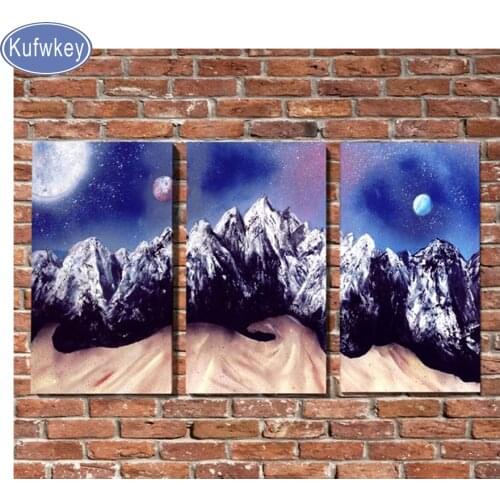 Mountain 5D DIY Diamond Painting 3pcs,Cross Stitch,Crystal Needlework Diamond Embroidery moon mosaic sticker,Home Decorative