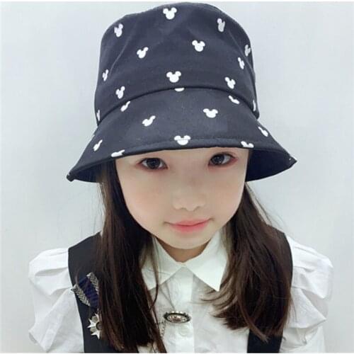 Childrens bucket hat new Korean baby girl Mickey printed cotton spring and autumn children bucket hat Korean cute hat