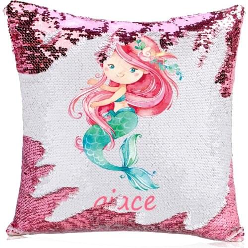 PERSONALIZED Mermaid Pillow Aqua Pillow Reverse Sequin Pillow