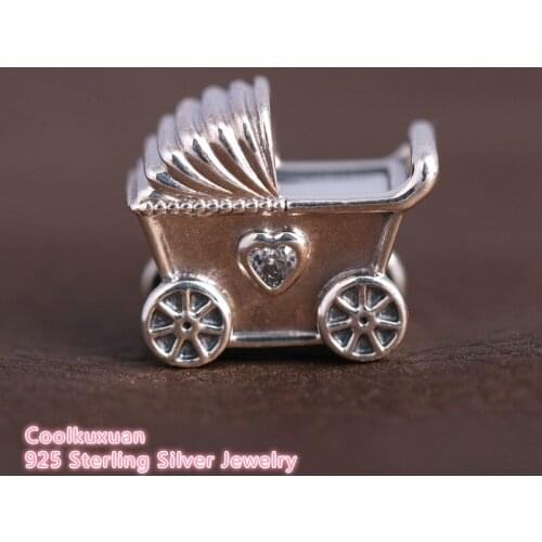 Mothers Day Gift Baby Pram Charm Authentic 925 Sterling Silver Baby Carriage Charms Beads Fits Pandora bracelets Jewelry
