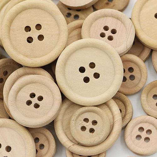 50 Pcs Mixed Wooden Buttons Natural Color Round 4-Holes Sewing Scrapbooking DIY Clothes Buttons Sewing Accessories