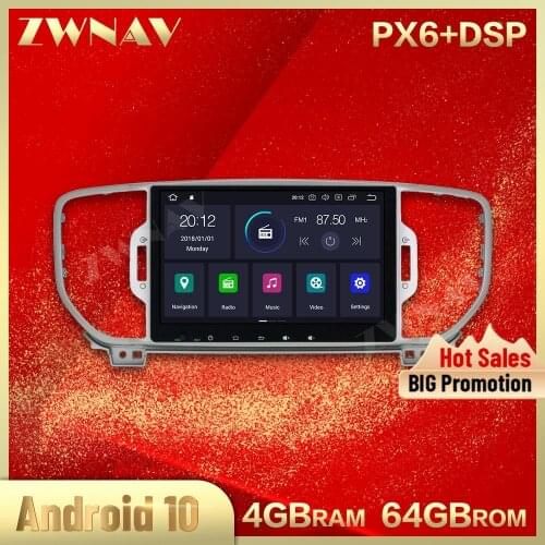 PX6 DSP 4+64G Android 10.0 Touch screen Car Multimedia Player For KIA SPORTAGE 2016 car Audio Radio stereo GPS Navi BT head unit
