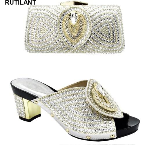 Italian Shoes with Matching Bags 2020 Shoe and Bag Set for Party In Women Nigerian Women Party Pumps with Purse Women High Heels