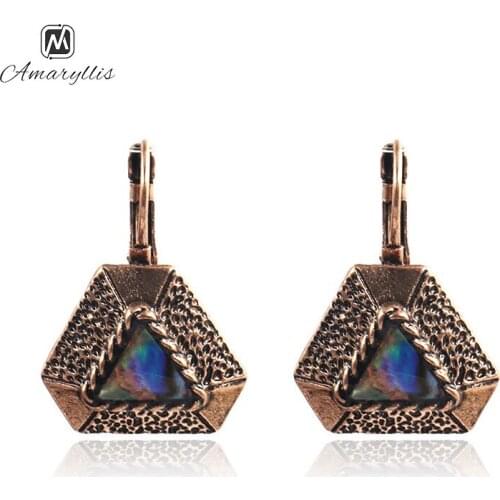 Amaiyllis Vintage Triangle Shell Pendant Dangle Earrings For Women Ethnic Geometrical Drop Earrings Simple Alloy Earrings Brinco