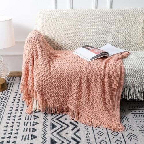 Knitted Pink Grey Blankets Soft Living Room Thicken Coral Chair Throw Warm Bed Linens Sofa Cover Bedspread Blankets On The Bed