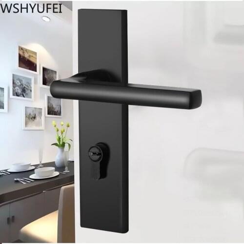 WSHYUFEI Bedroom Silent Black Door Lock European style With key Household Interior Door Handle Lock Security Mute Hardware