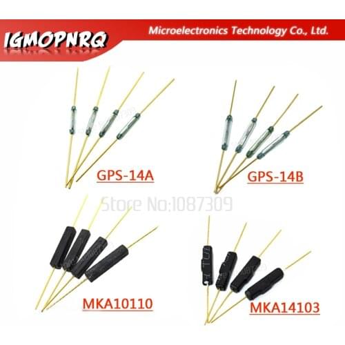 50pcs Reed Switch Plastic Type GPS-14A GPS-14B MKA10110 MKA14103 2*14MM Anti-Vibration Damage Magnetic Switch