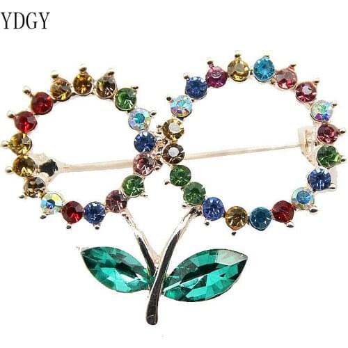 YDGY Multi-color CrystalFlowers fashion Brooches for Women Rhinestone Brooch Pin Fashion Jewelry Coat Dress Corsage Flower St