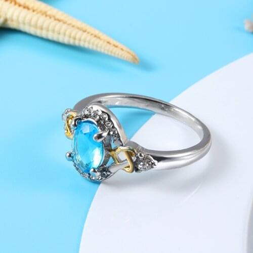 Women Rings Fashionable Charm Engagement Rings Specially Tailored For Women With Micro Zircon Sky Blue Large Zircon Silver Rings