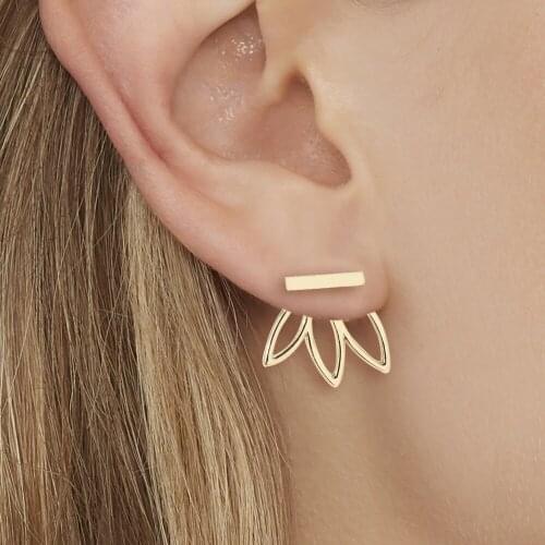 Women Earrings Before and After Pure Alloy Fashion Flower Modeling Simple Alloy Series Street Shot Ins Jewelry Accessories