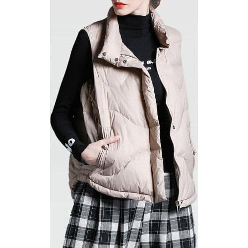 2021 New Autumn Stand Collar Female Loose Ethnic Wind Sleeveless Coat Zipper Big Size Puffer Gilet