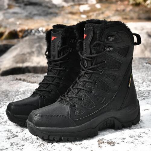 Winter Men Military Boots Special Force Tactical Desert Sneakers Outdoor Waterproof Leather Women Warm Plush Snow Work Shoes