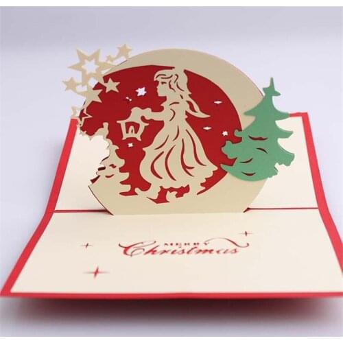 1 Set Pop-Up 3D Christmas Postcards Gifts Card Envelope Kit, Valentines Day Christmas Party Invitation Card Greeting Cards