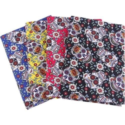 100% Cotton Skull Floral Printed Plain Fabrics Cloth Patchwork Tissu Sewing Handmade Clothes Home Decor DIY Accessories 90x110cm