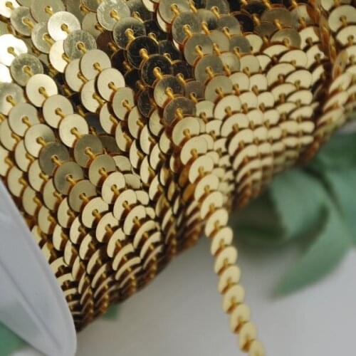 10Y Gold Color Beautiful Sequin Ribbon Trim Craft Sewing Trimming F08