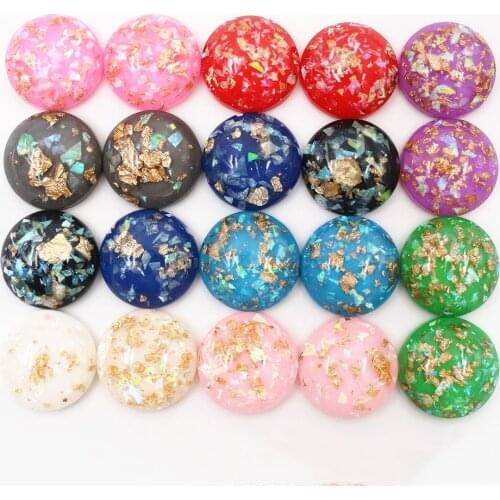 20mm 10pcs/Lot New Fashion Mix Color Built-in metal foil Flat back Resin Cabochons Cameo