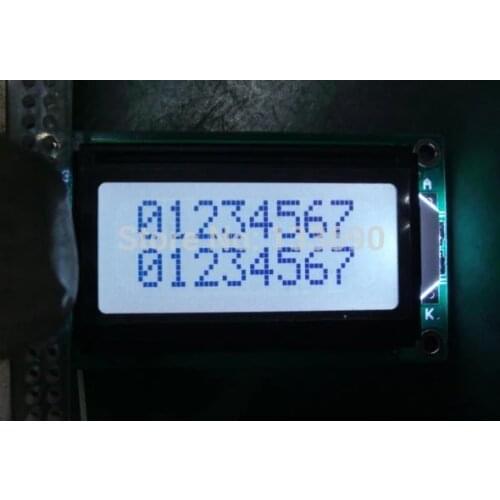 200pcs New Mini 0802 8x2 STN character Gray lcd module HD44780 or SPLC780 Controller white LED Backlight 16pin