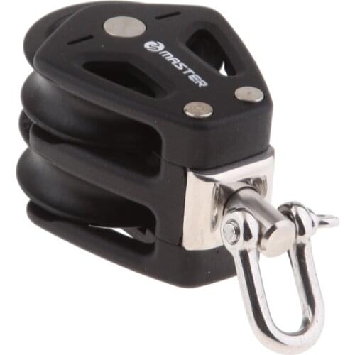 35mm Double Pulley Block Stainless Steel Boat Canoe Kayak Swivel Lifting Pulley Hanging Wire Towing Wheels - 300 kg / 661 Lbs