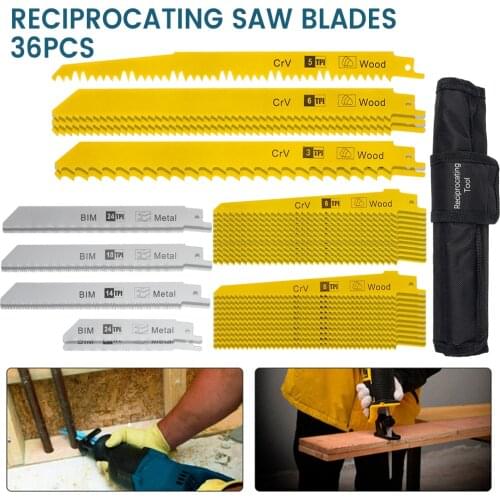 36pcs Reciprocating Saw Blades Saber Saw Handsaw Multi Saw Blade For Cutting Wood Metal PVC Tube Power Tools Accessories