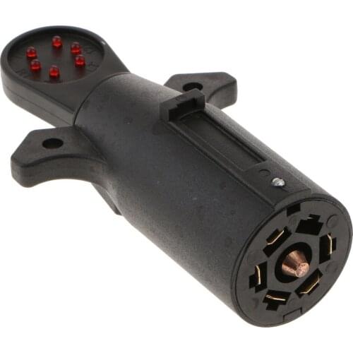 7 Way Round RV Boat Trailer Light Blade Connector End Adapter Plug