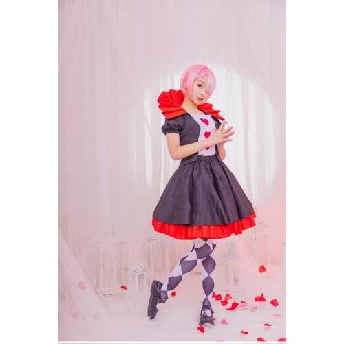 Anime Re Zero Kara Hajimeru Isekai Seikatsu Ramu Remu Alice Maid Dress Red Queen Dress Outfit Cosplay Costumes