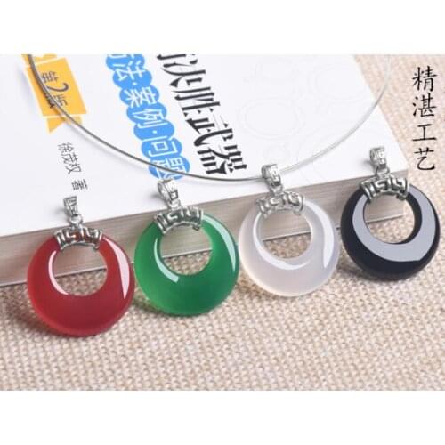 Four color green gate safety buckle pendant crystal pendant jade necklace agatenatural