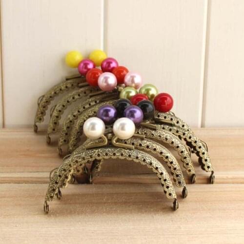C7 Vintage knurling 8.5CM bronze arc-shaped lace Candy bead head Metal Purse frame Kiss Clasp 8pcs/lot