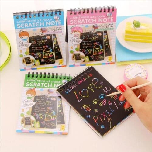 Black cardboard Creative DIY hand draw sketch notes Scratch note Escolar School Supplies Stationery wholesale G171