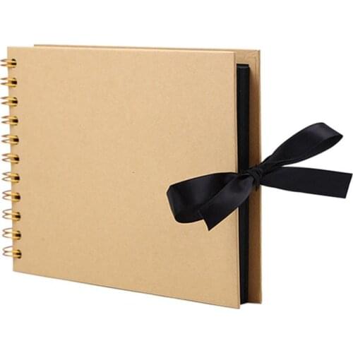 30-Page Retro Kraft Paper Photo Album DIY Bow Tie Ribbon Scrapbook Craft Paper Photo Album
