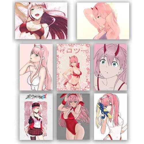 Canvas anime Zero Two Kawaii Anime Girl Pictures Home Decoration Paintings Poster HD Prints Wall Art Modular Living Room Framed