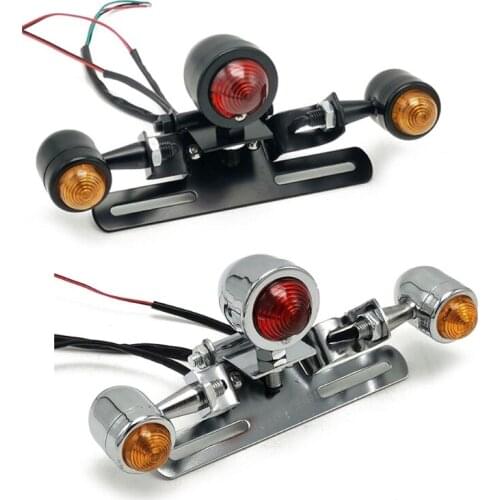 Set of 1 Motorcycles LED Adjustable Stop Motorbike Tail Lamp Driving Light Brake Lamps Turn Signal License Plates Holder