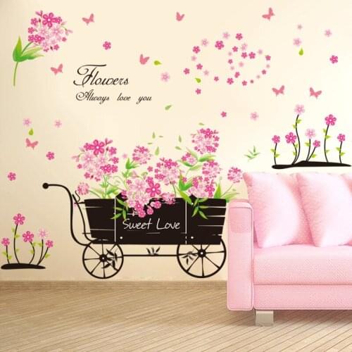 Beautiful Blooming Peach Flower Wall Stickers Romantic Float Art Decal For Home Decor DIY Mural Kids Girl Room Stairs
