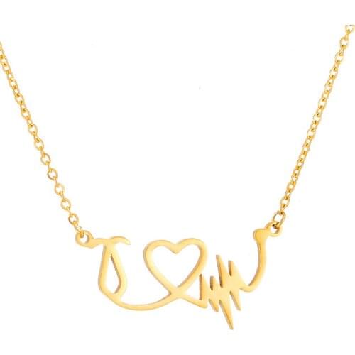 Love Heart choker Necklaces & Pendants Medical Stethoscope For Doctor Women Jewelry Stainless Steel Chain Necklace Accessories