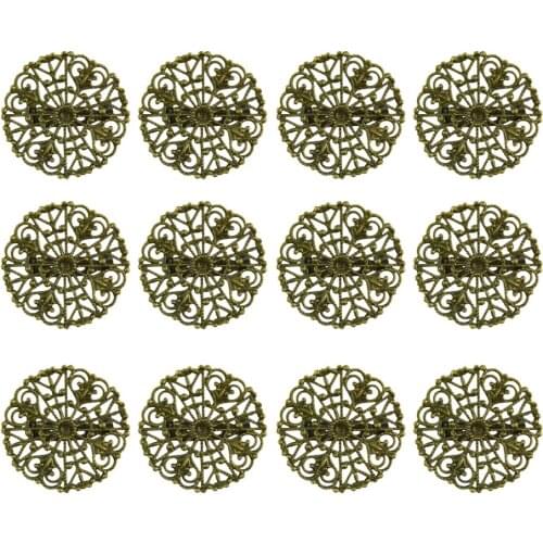 12Pcs Metal Disc Shaped Brooch Base with Safety Pins DIY Jewelry Findings Accessories for Adults
