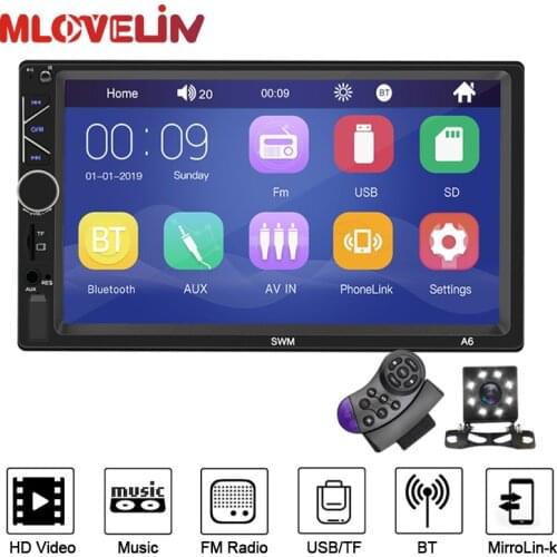 MLOVELIN Car Multimedia FM Radio Stereo Player HD Video Touch Screen Steering Wheel Control Mirror Link GPS Rear View Camera