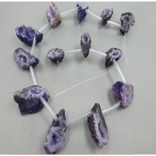 Raw Purple Geode Top Drilled Druzy Drusy Quartz Crystal Beads Necklace Gift Items Fashion Gem Stone Druzy Pendant