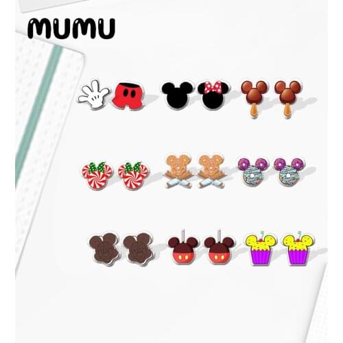 2021 New Mickey Dessert Stud Earring Sweet Ice Cream Epoxy Jewelry Resin Acrylic Earrings Handmade Gifts Fan