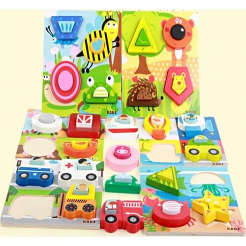 Dimensional jigsaw puzzle wooden cartoon insect KB07 transportation Animals Marine scene scenes jigsaw